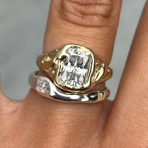 Elsa | Polished Ring Set in Gold and Silver