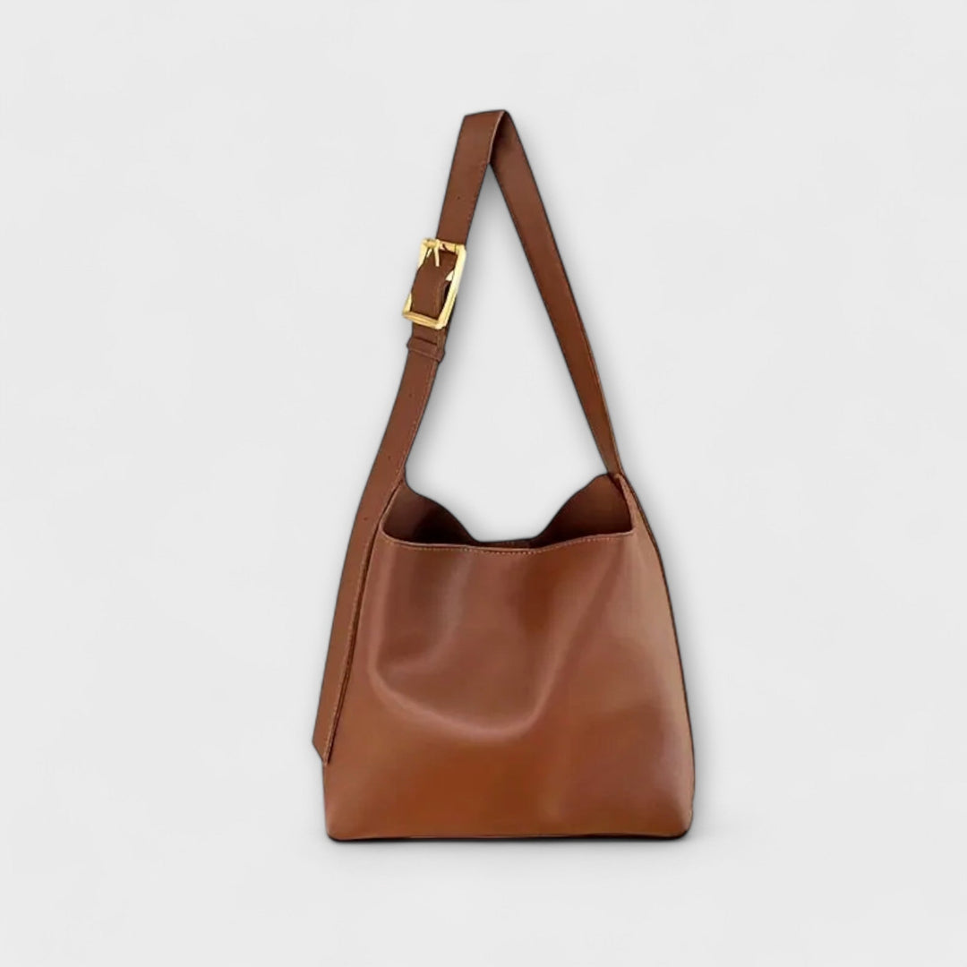 Faux Leather Shoulder Bag with Wide Strap