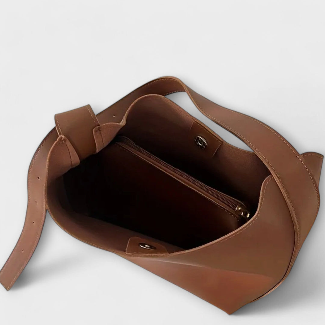 Faux Leather Shoulder Bag with Wide Strap