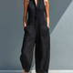 RÉALTÍN | SLEEVELESS LINEN BLEND DUNGAREE JUMPSUIT