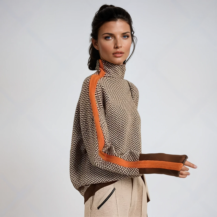 MAUREEN | HIGH-NECK STRIPED KNIT JUMPER
