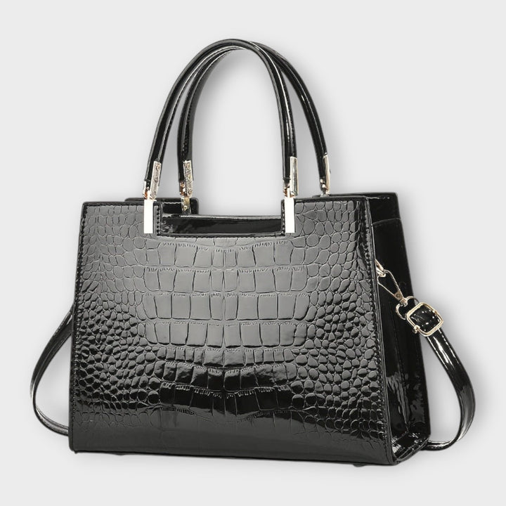 Faux Leather Bag with Crocodile-Embossed Finish