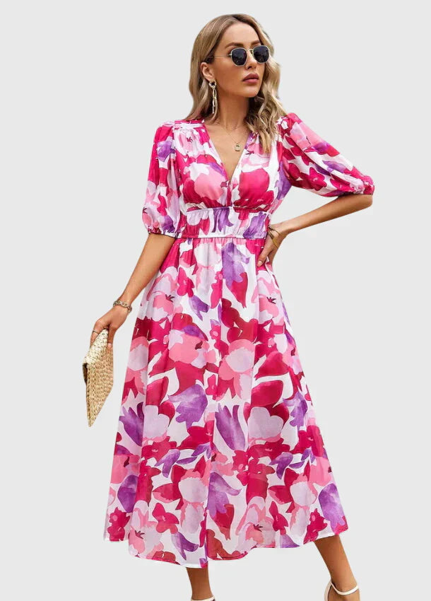 Merlin | Flattering Floral Midi Dress
