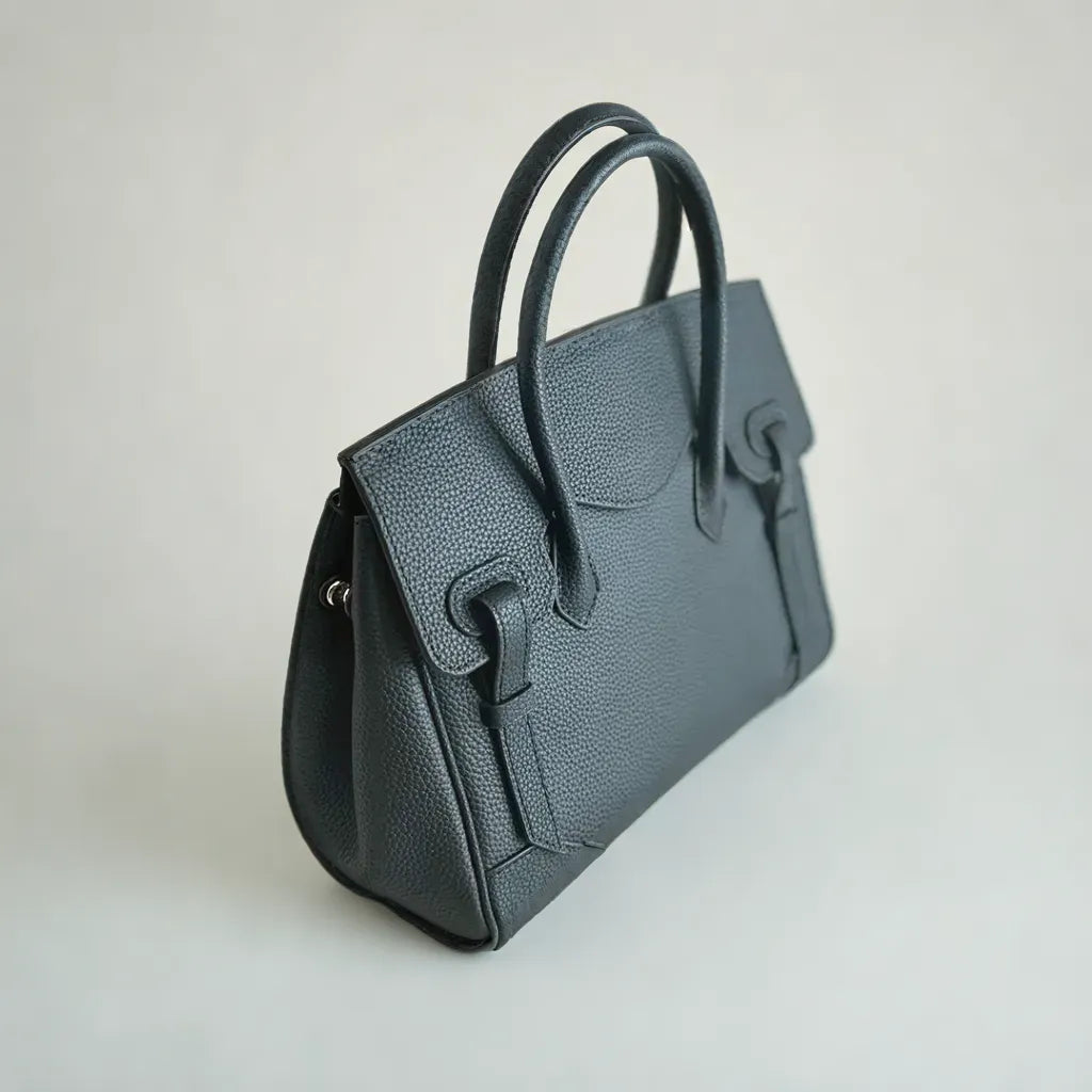 Structured Leather Bag with Detachable Strap