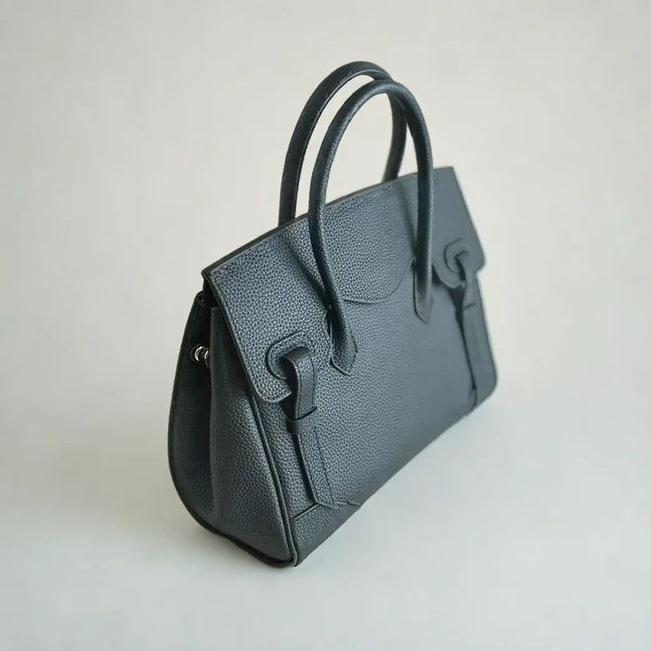 Structured Leather Bag with Detachable Strap