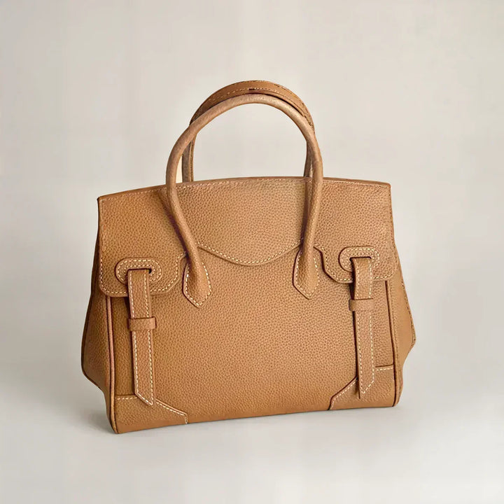 Structured Leather Bag with Detachable Strap