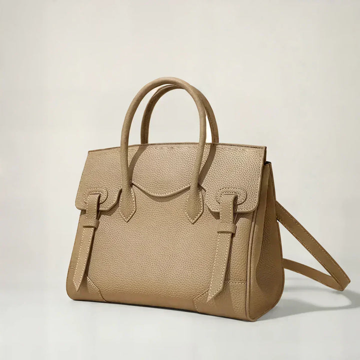 Structured Leather Bag with Detachable Strap