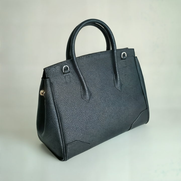 Structured Leather Bag with Detachable Strap