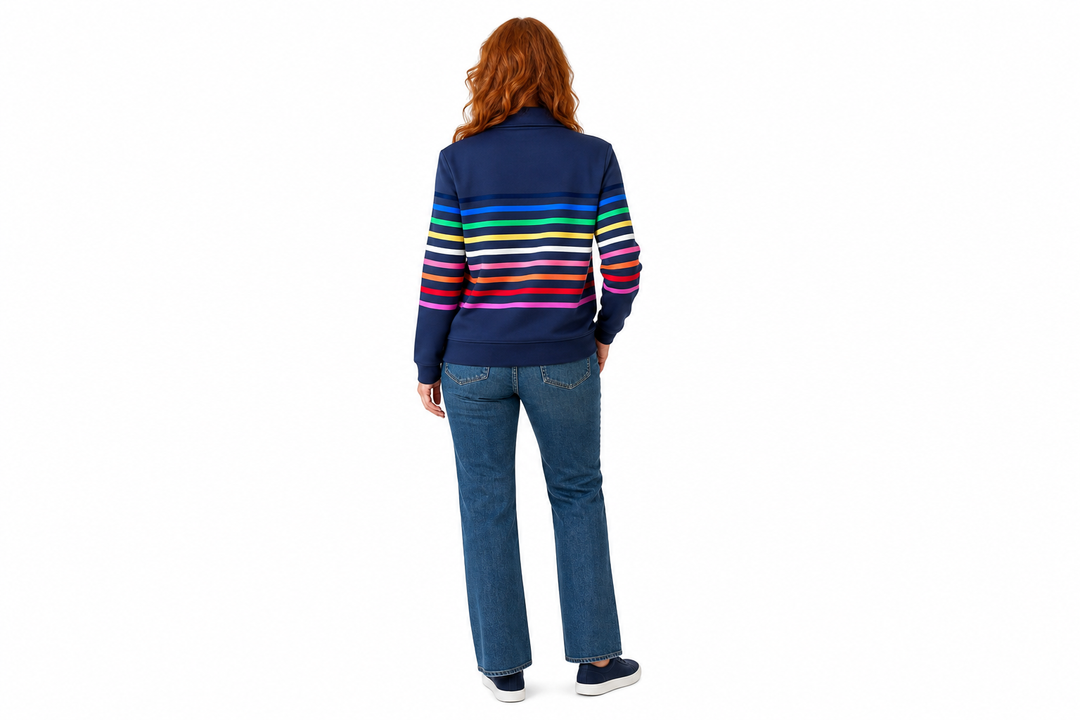 FLORENCE | COMFORTABLE STRIPED ZIP-NECK JUMPER