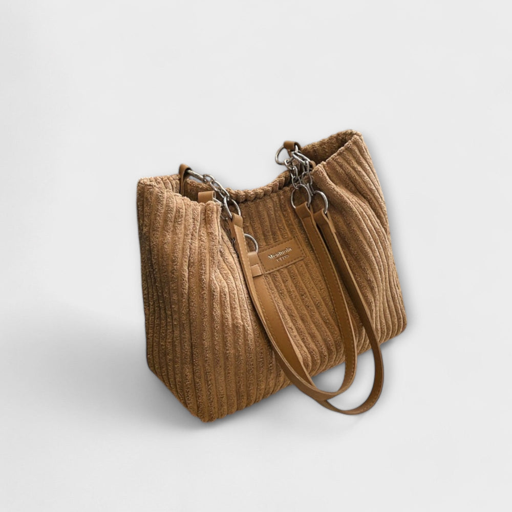 Corduroy Shoulder Bag with Adjustable Strap