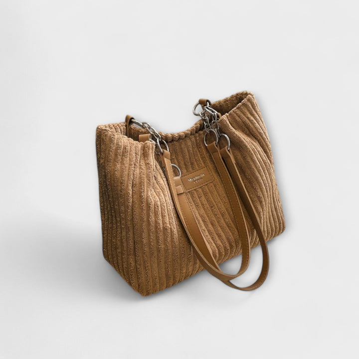 Corduroy Shoulder Bag with Adjustable Strap