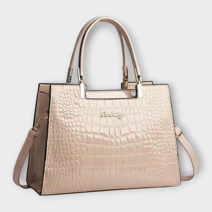 Faux Leather Bag with Crocodile-Embossed Finish