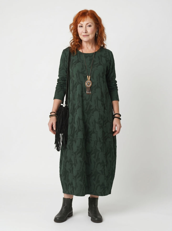 AOIFE | ELEGANT LEAF PRINT MIDI DRESS