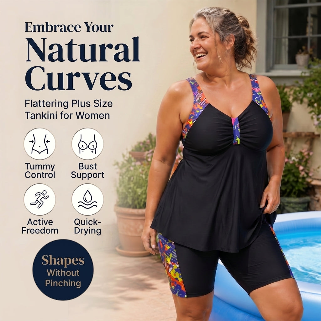 CORDELIA | Flattering Tankini and Boy Short Swim Set