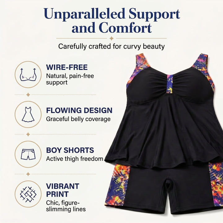 CORDELIA | Flattering Tankini and Boy Short Swim Set