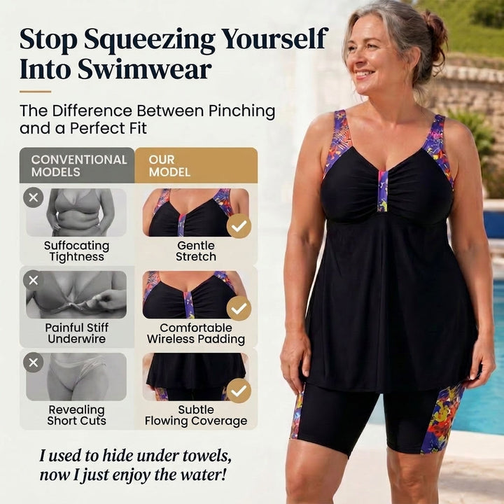 CORDELIA | Flattering Tankini and Boy Short Swim Set