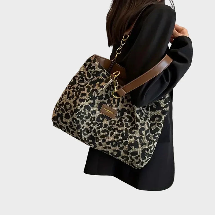 Woven Leopard Print Tote