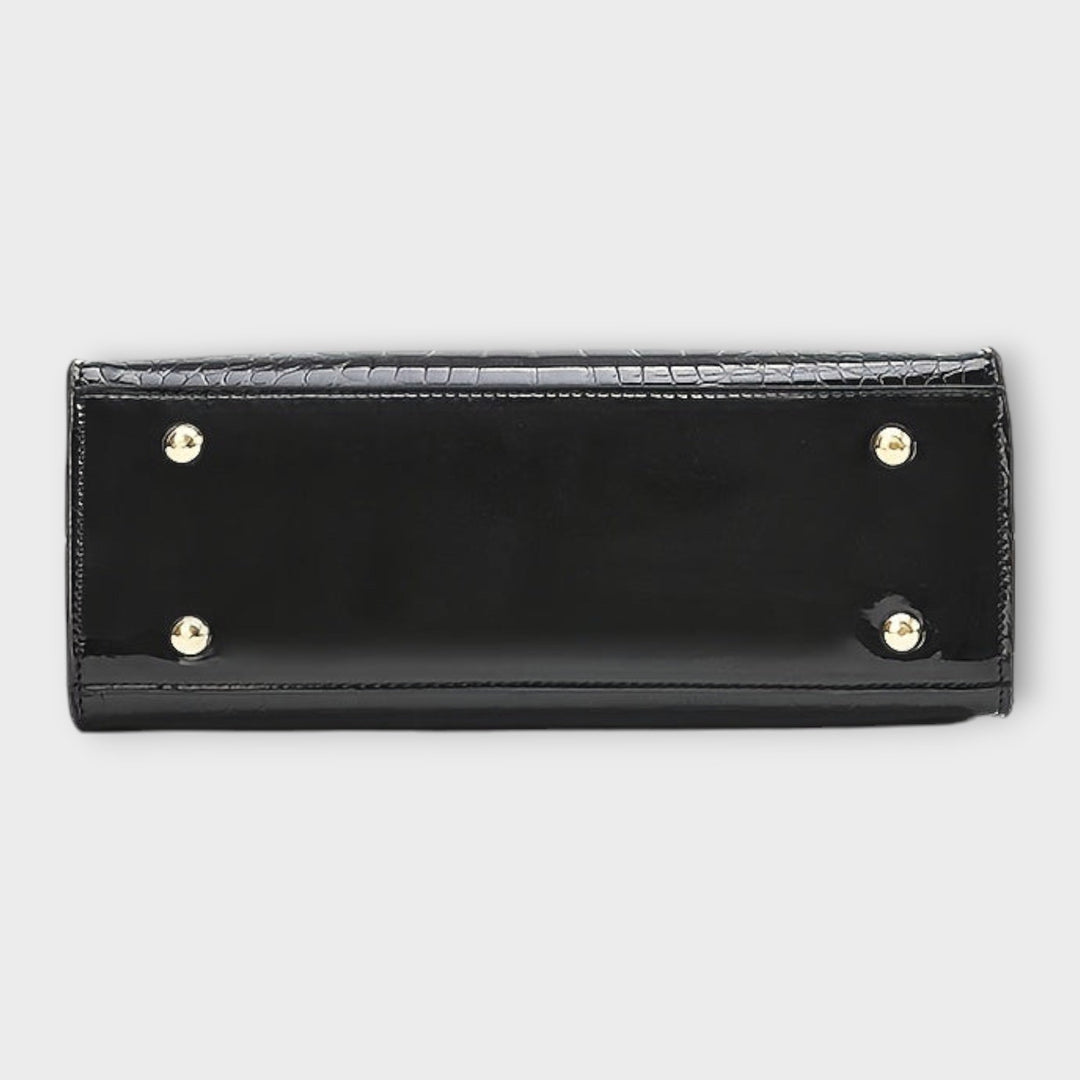 Faux Leather Bag with Crocodile-Embossed Finish