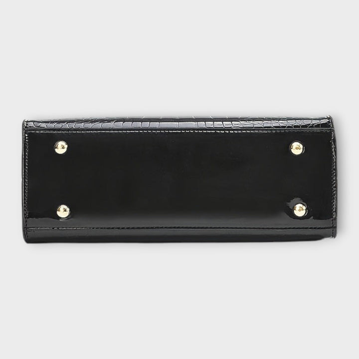 Faux Leather Bag with Crocodile-Embossed Finish