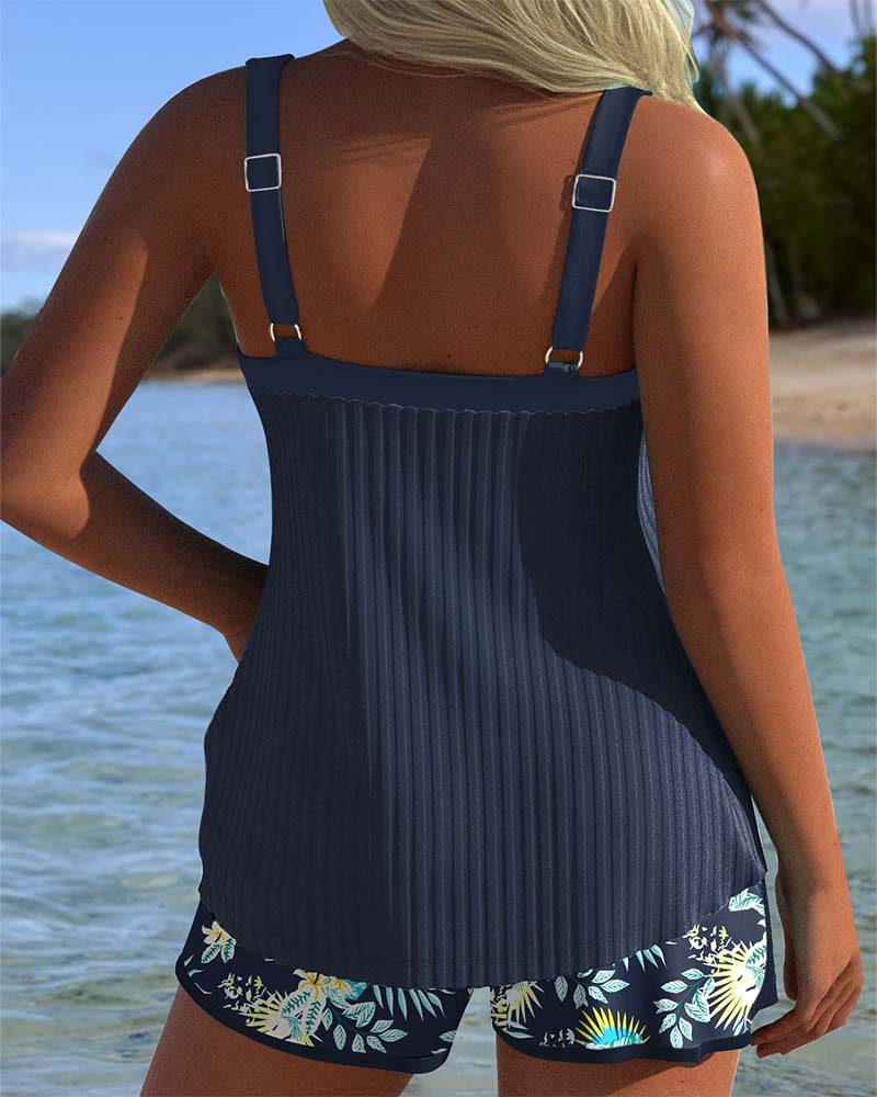 BEATRICE | STRIPED TANKINI SET WITH BEACH SHORTS