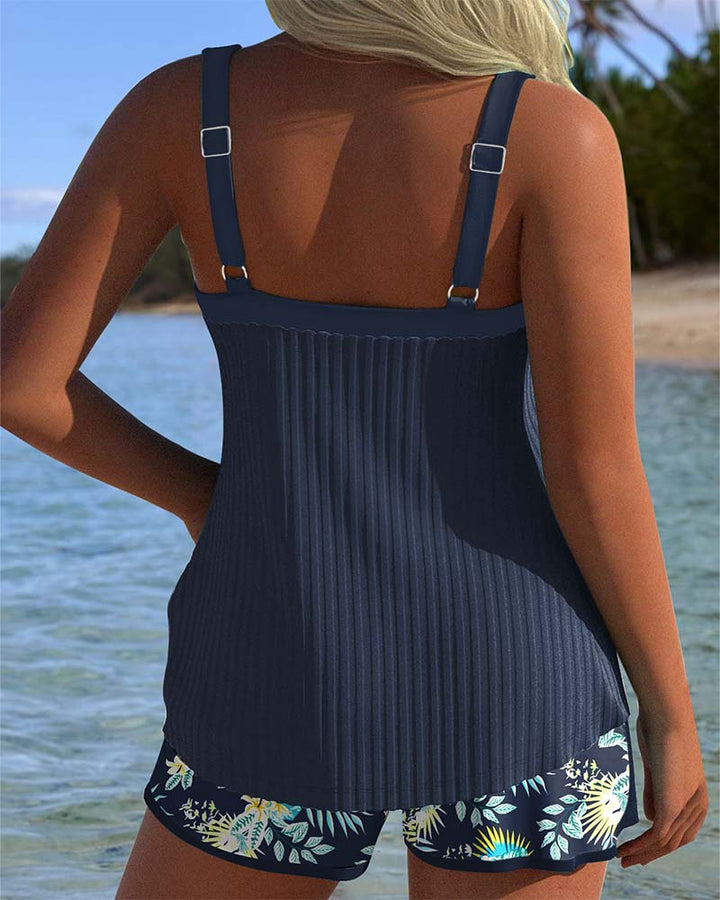 BEATRICE | STRIPED TANKINI SET WITH BEACH SHORTS