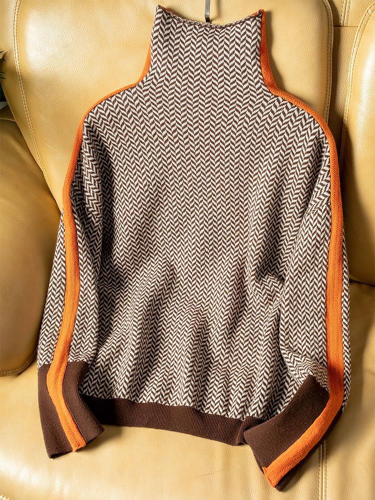 MAUREEN | HIGH-NECK STRIPED KNIT JUMPER