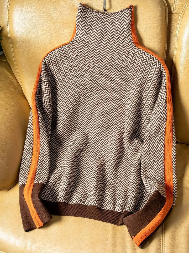 MAUREEN | HIGH-NECK STRIPED KNIT JUMPER
