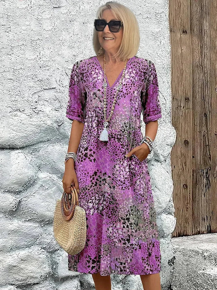 Sofia – Lightweight Midi Dress with V-Neckline