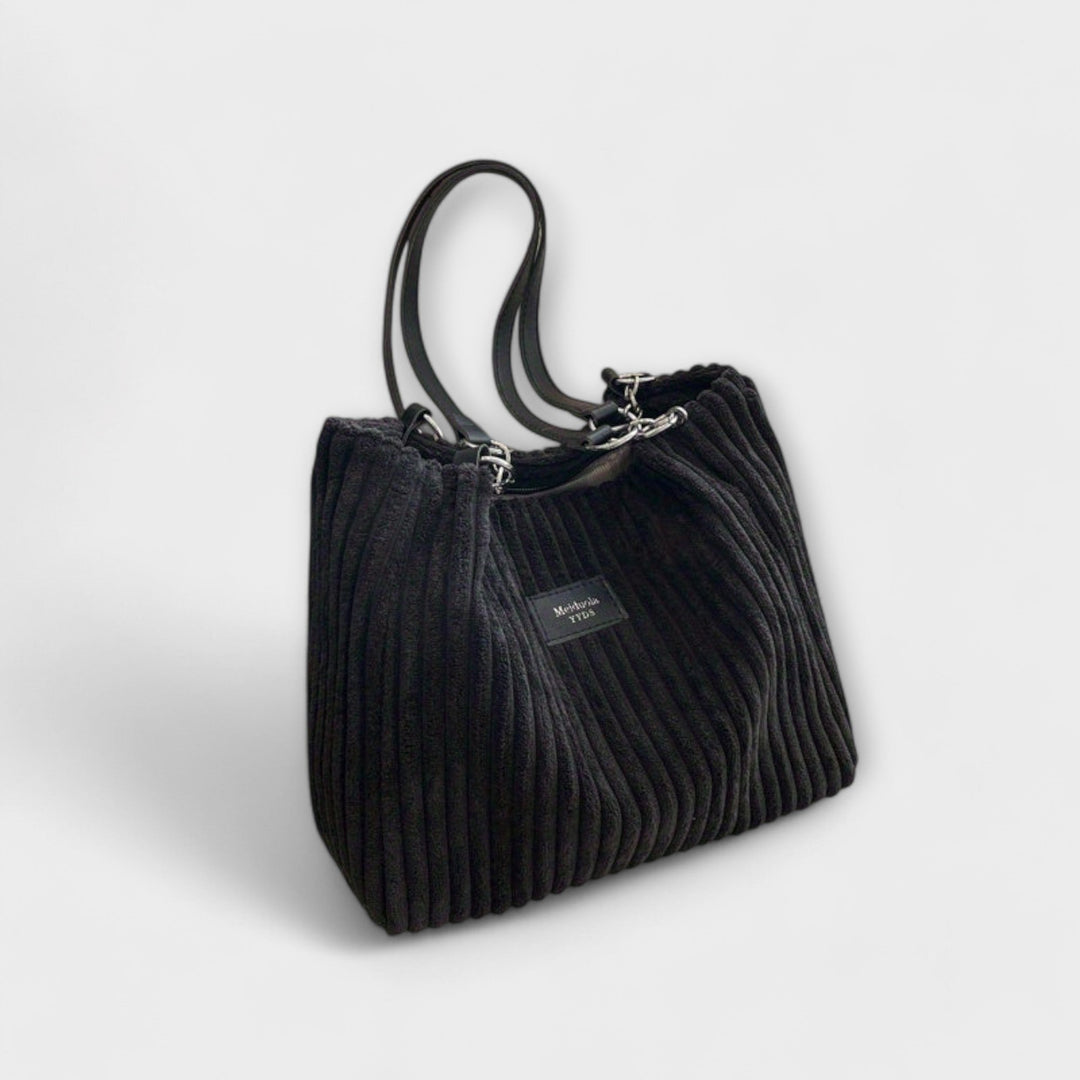 Corduroy Shoulder Bag with Adjustable Strap