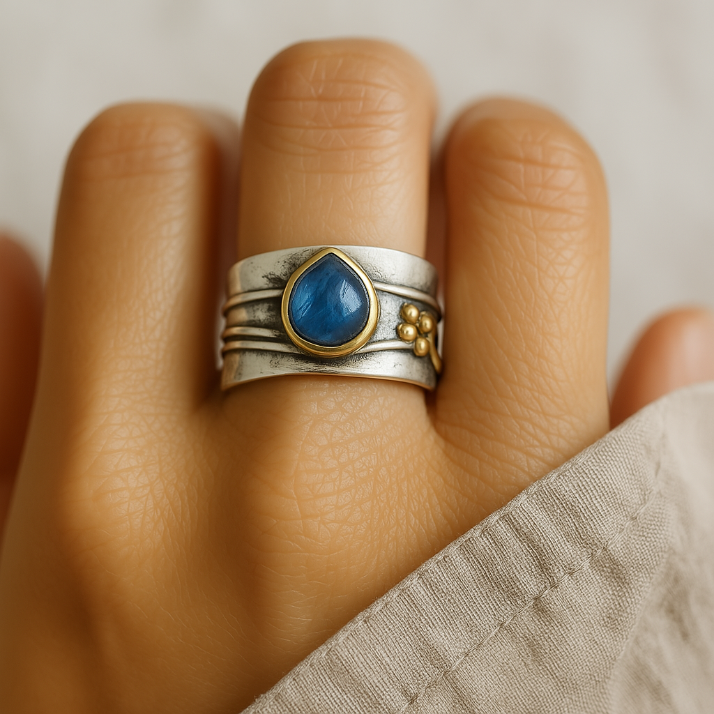 Adelaide | Vintage Sapphire Ring in Gold-Plated Silver