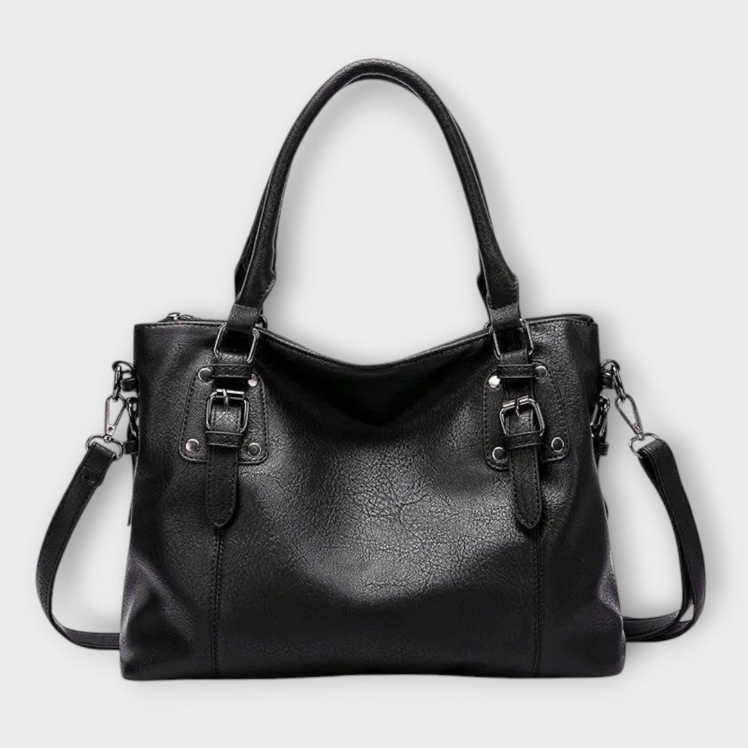 Leather Shoulder Bag with Magnetic Flap