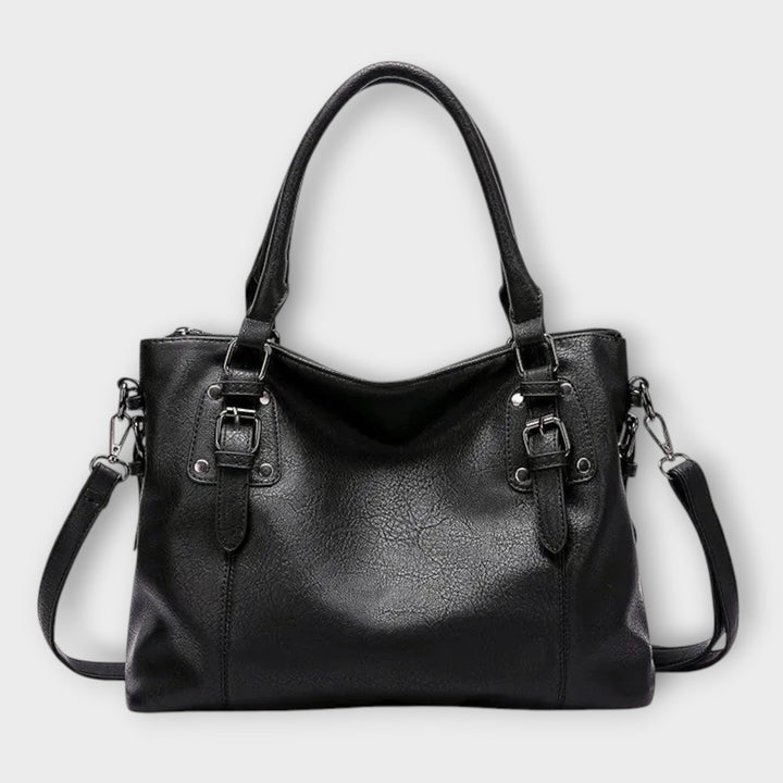 Leather Shoulder Bag with Magnetic Flap