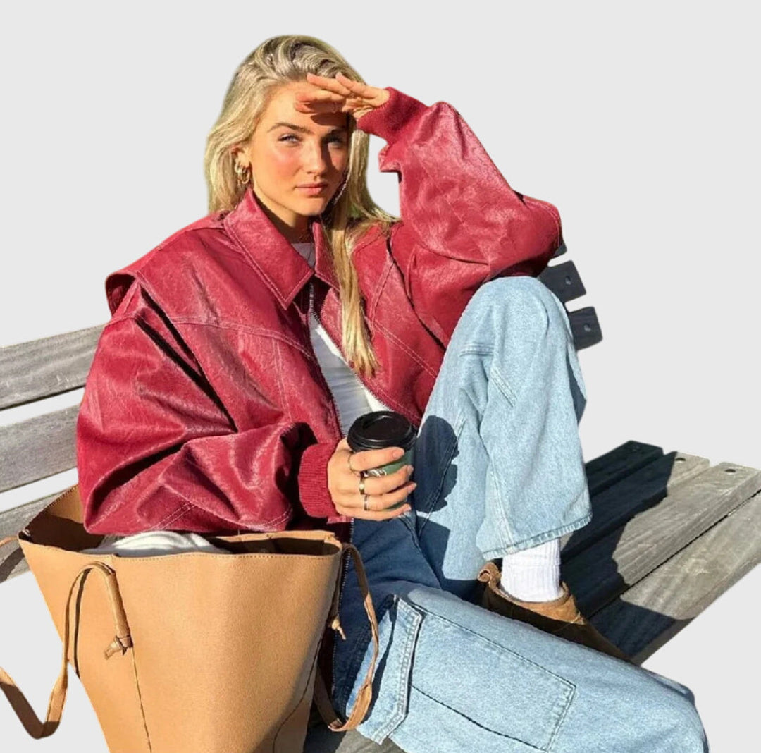 Faye  - Oversized Leather Jacket