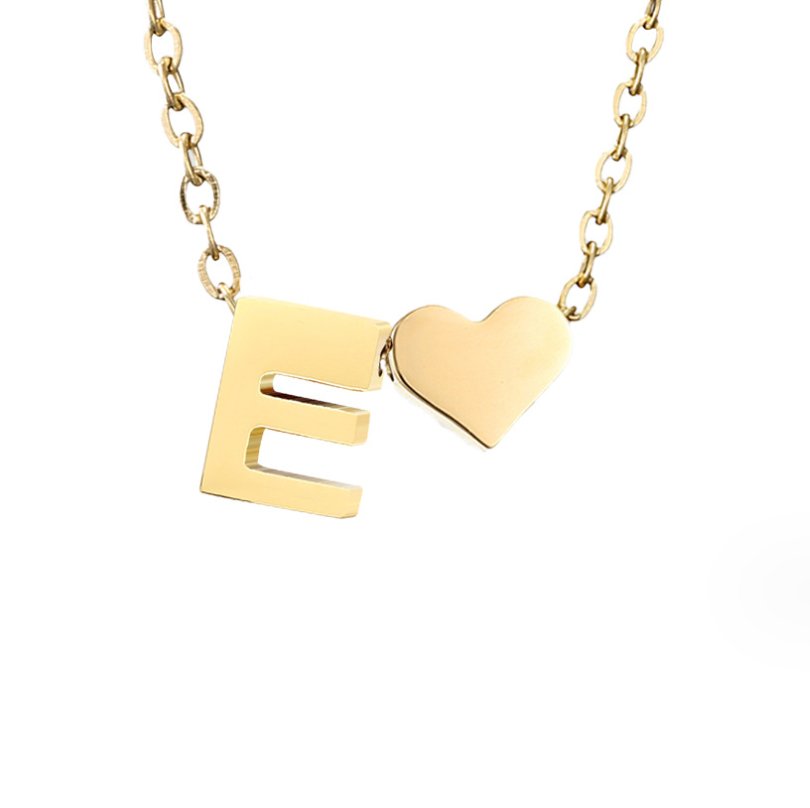 Emmeline | Initial Necklace with Heart Pendant
