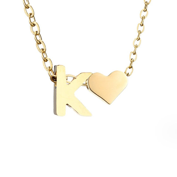 Emmeline | Initial Necklace with Heart Pendant