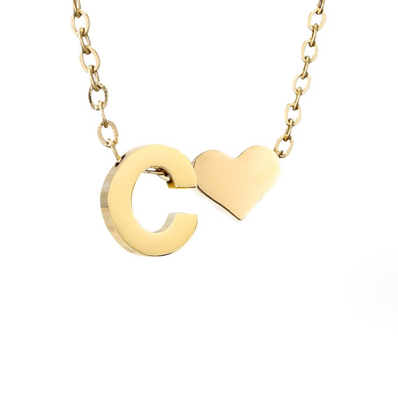 Emmeline | Initial Necklace with Heart Pendant