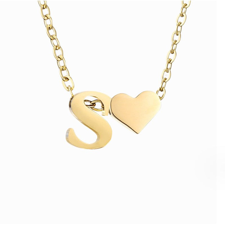 Emmeline | Initial Necklace with Heart Pendant