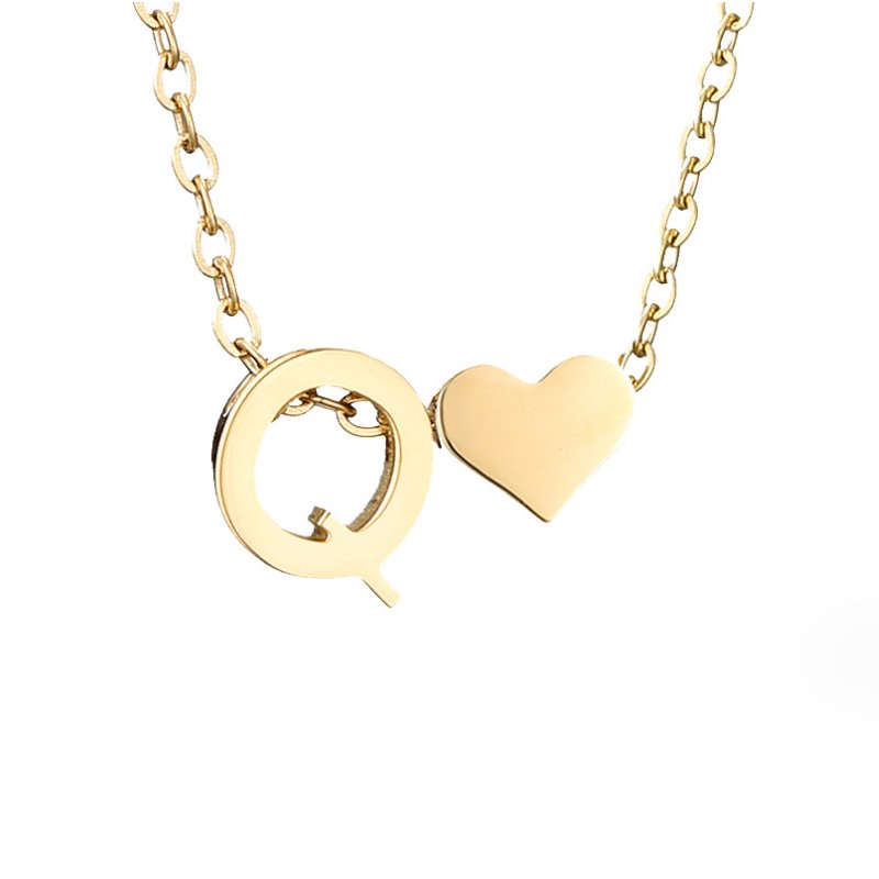 Emmeline | Initial Necklace with Heart Pendant