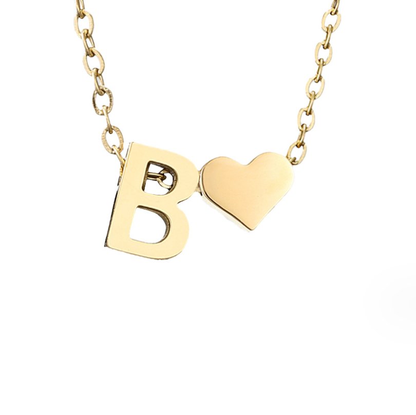 Emmeline | Initial Necklace with Heart Pendant