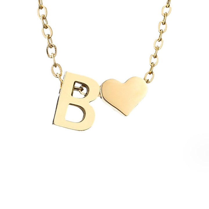 Emmeline | Initial Necklace with Heart Pendant