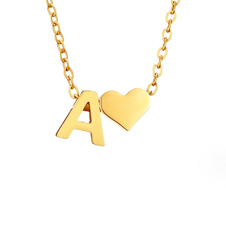 Emmeline | Initial Necklace with Heart Pendant