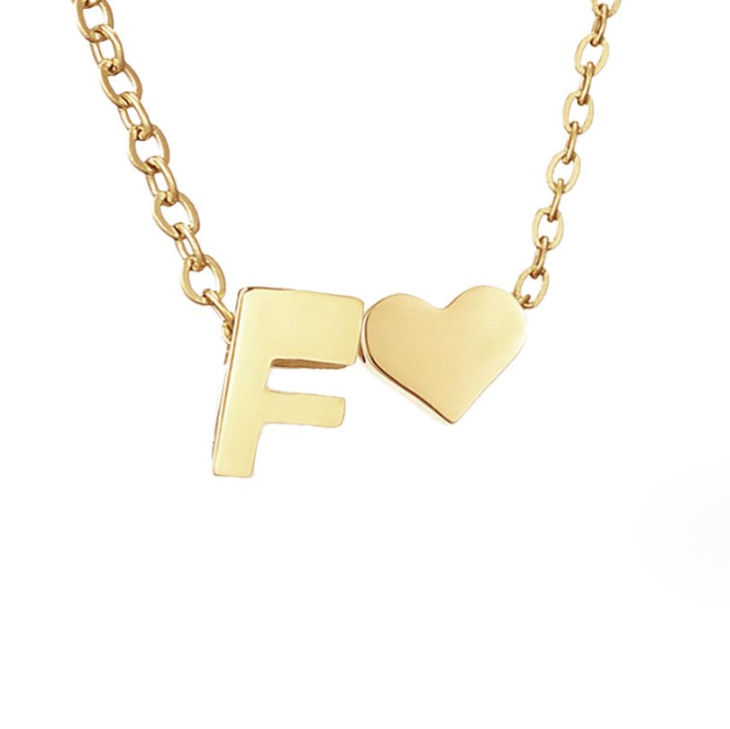Emmeline | Initial Necklace with Heart Pendant