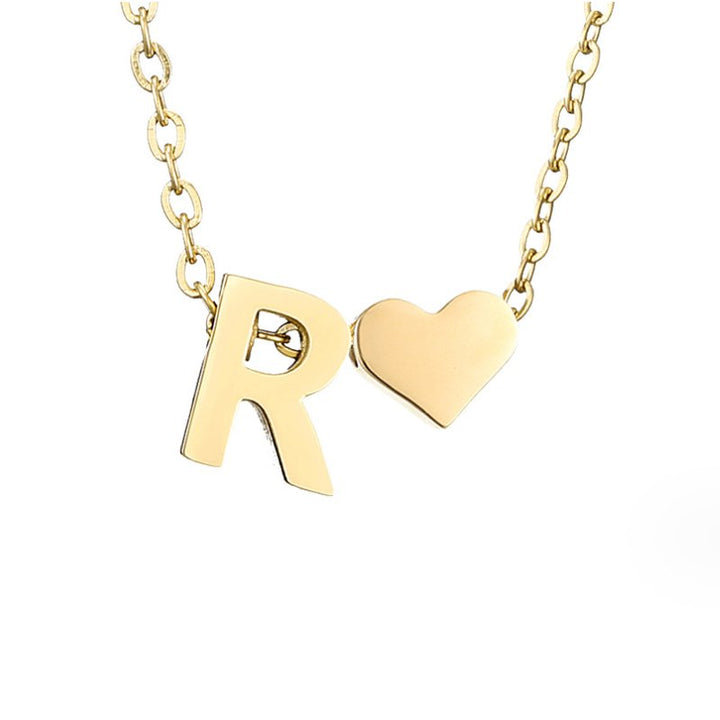 Emmeline | Initial Necklace with Heart Pendant