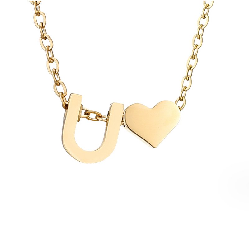 Emmeline | Initial Necklace with Heart Pendant