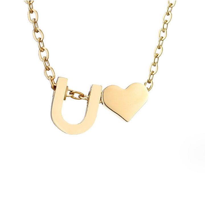 Emmeline | Initial Necklace with Heart Pendant