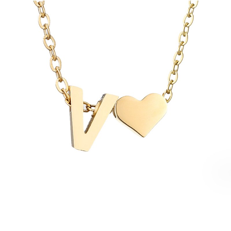 Emmeline | Initial Necklace with Heart Pendant