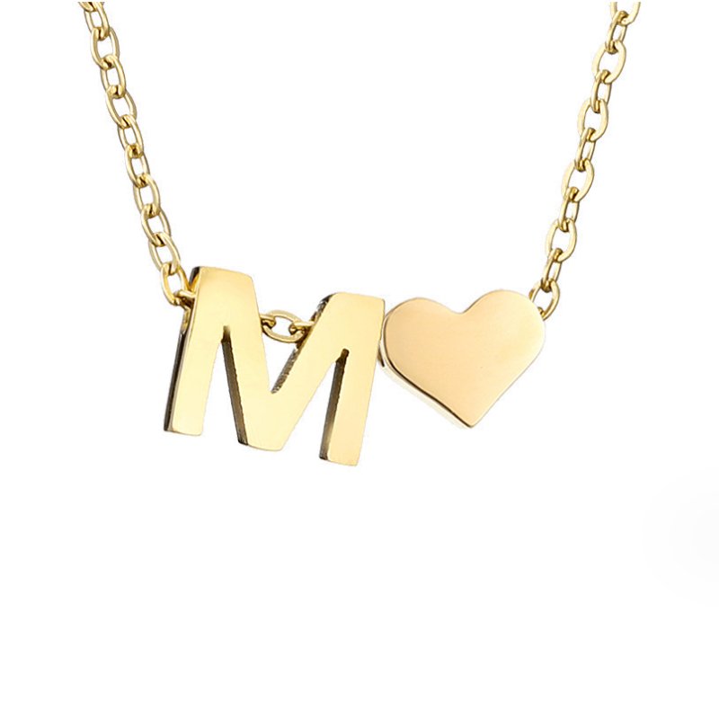 Emmeline | Initial Necklace with Heart Pendant