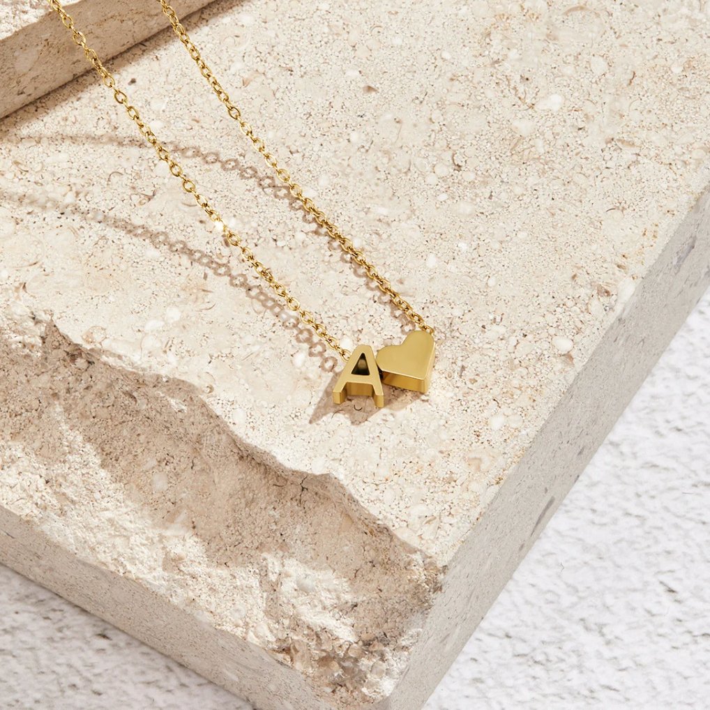 Emmeline | Initial Necklace with Heart Pendant