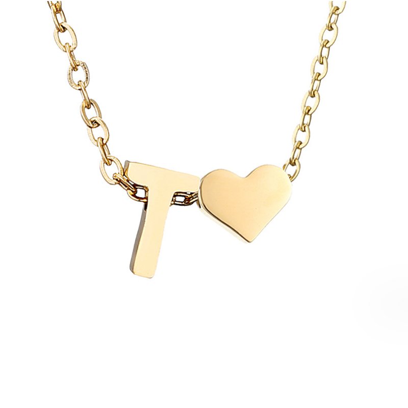 Emmeline | Initial Necklace with Heart Pendant