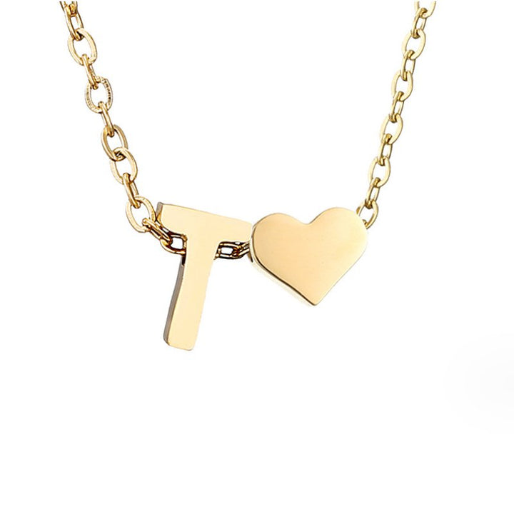 Emmeline | Initial Necklace with Heart Pendant